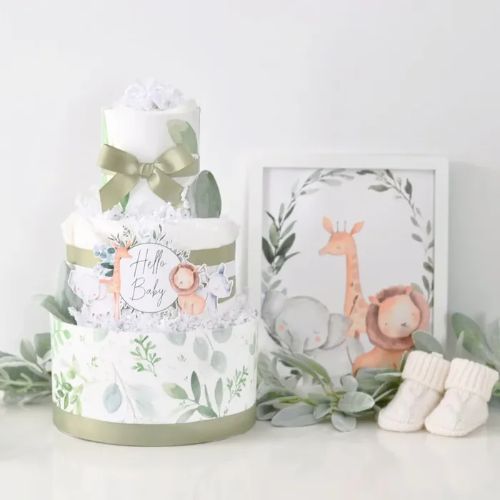 Safari Greenery Diaper Cake