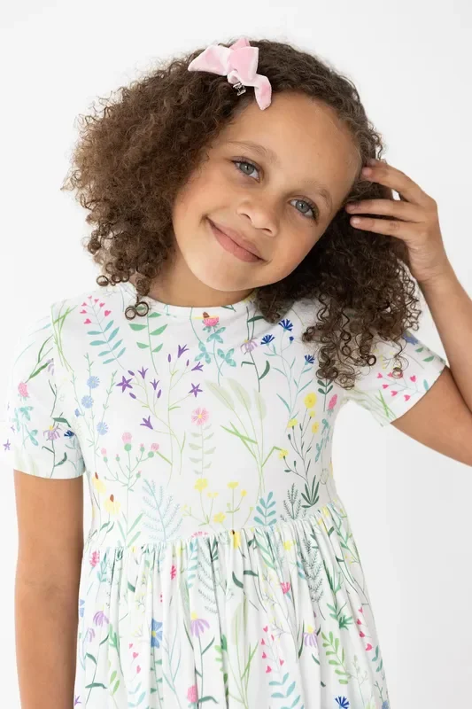 SALE Spring Dandelion Floral S/S Pocket Twirl Dress