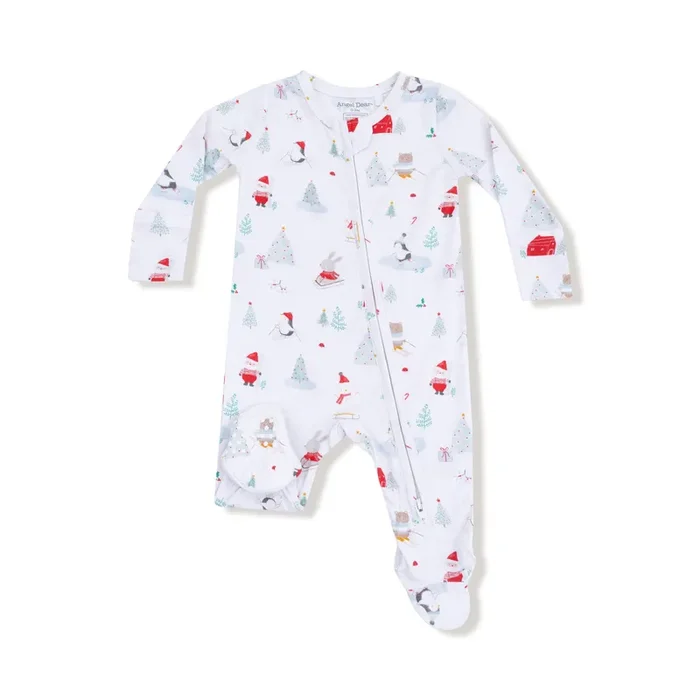Santa Ski Friends Zipper Footie