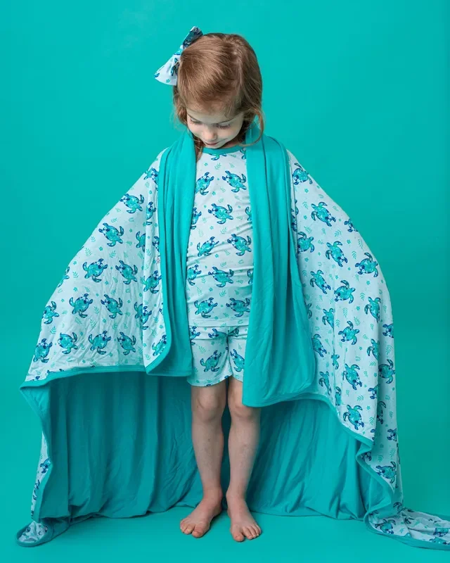 Sea Turtles | Double Layer Bamboo Toddler Blanket