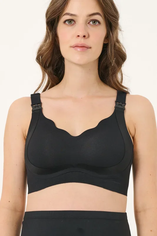 Seamless sports nursing bra black
