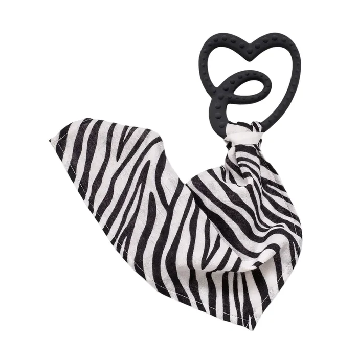 Sensory Teether With Mini Muslin – Black/zebra