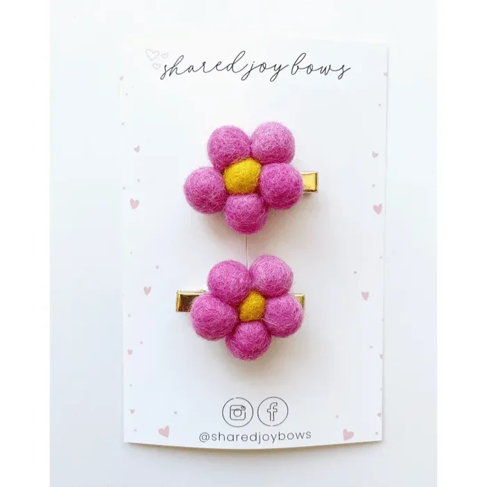 Shared Joy Bows Felt Floral Hair Clips