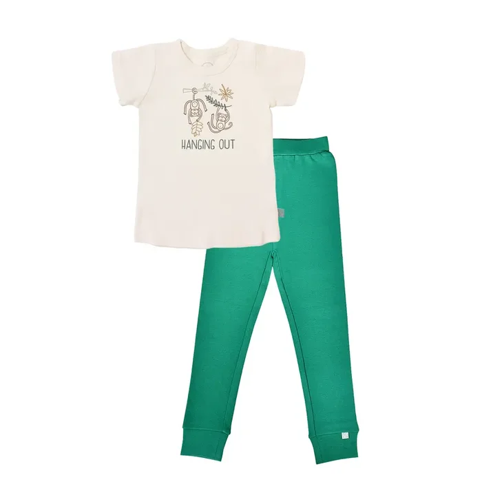 Short Sleeve Pajama Set | Hanging Out Emerald