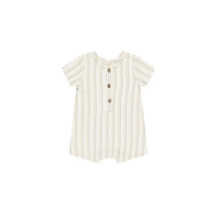 Short Sleeve Woven Romper – Summer Stripe