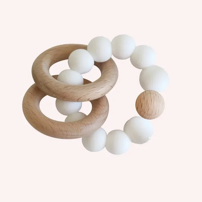 Silicone & Beechwood Teether – Milk