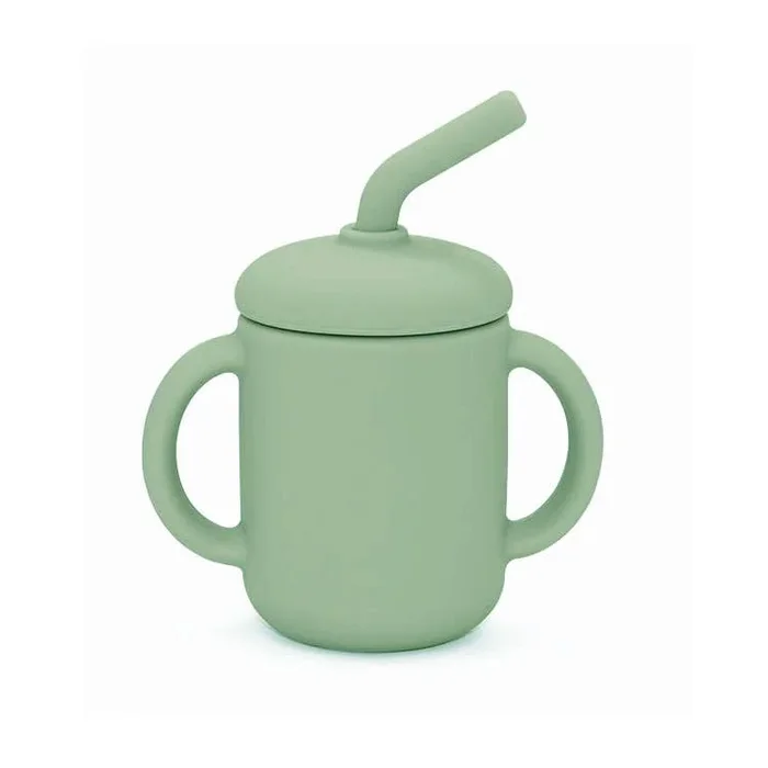 Silicone Cup with Straw – Cameo Green