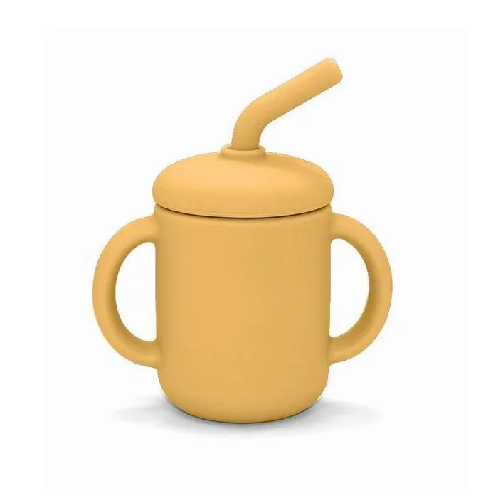 Silicone Cup with Straw – Ochre