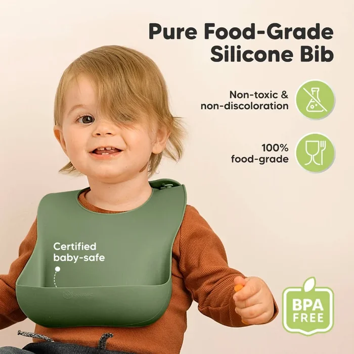 Silicone Prep Pocket Bib 2-Pack – Slate