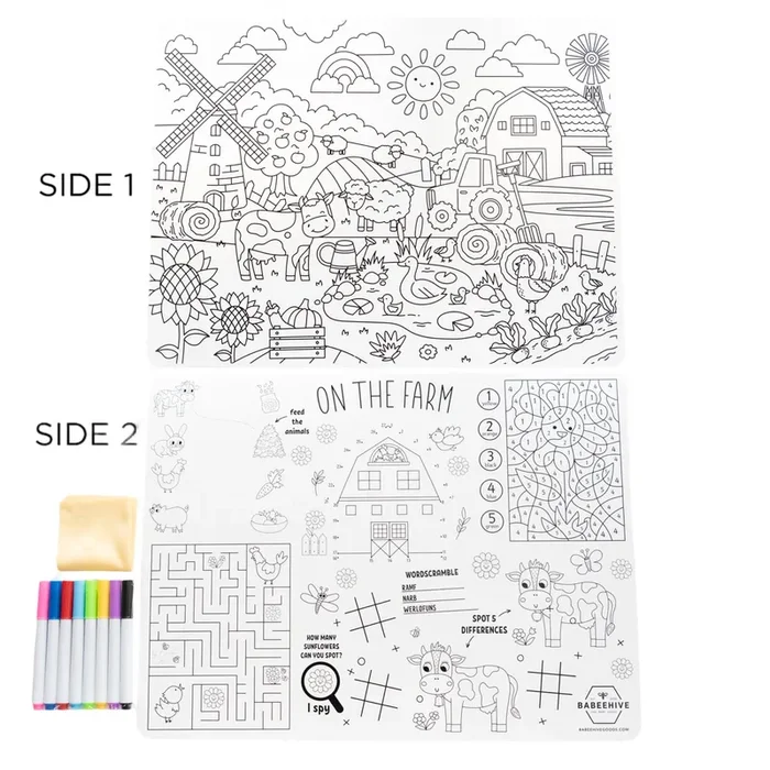 Silicone Reusable Coloring Placemat – 5 New Designs