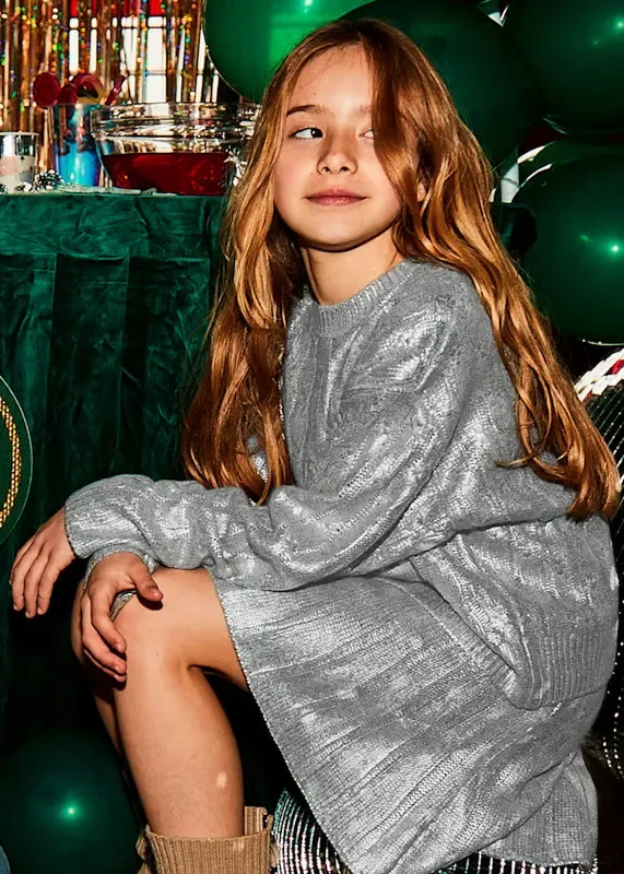 Silver Braided Sweater