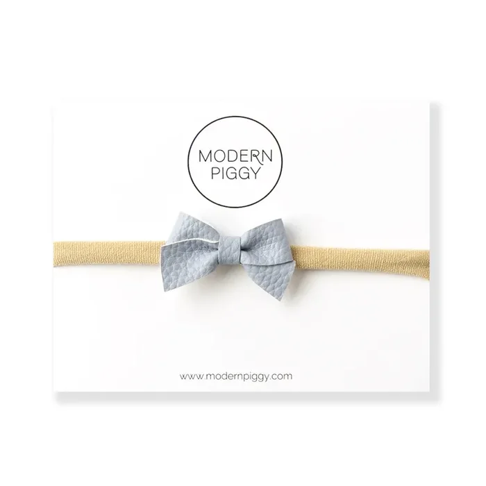Slate | Leather Baby Bow