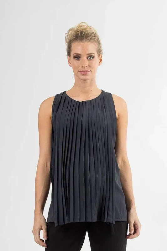 Sleeveless Bora Pleats Nursing Top Dark Grey