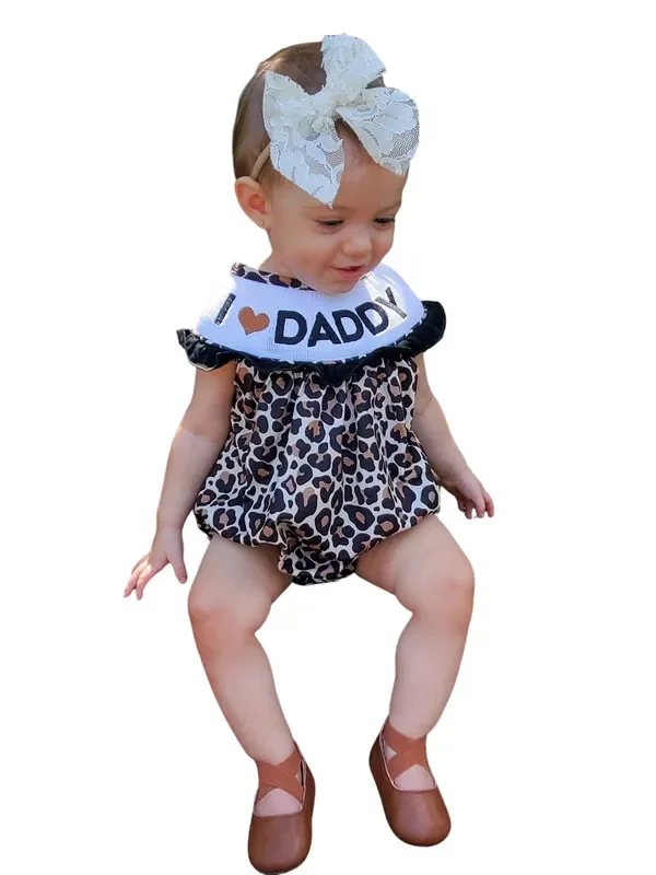 Smocked Leopard I Love Daddy Romper