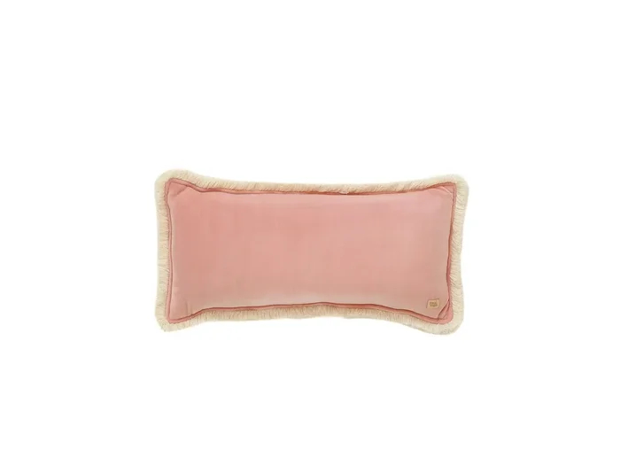 Soft Velvet Apricot – Bolster Pillow With Fringe