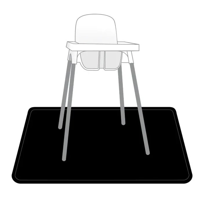 Solid Black Minimalist Splash Mat – A Waterproof Catch-all For Highchair Spills And More!