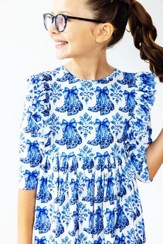 Southern Belle 3/4 Sleeve Ruffle Twirl Dress