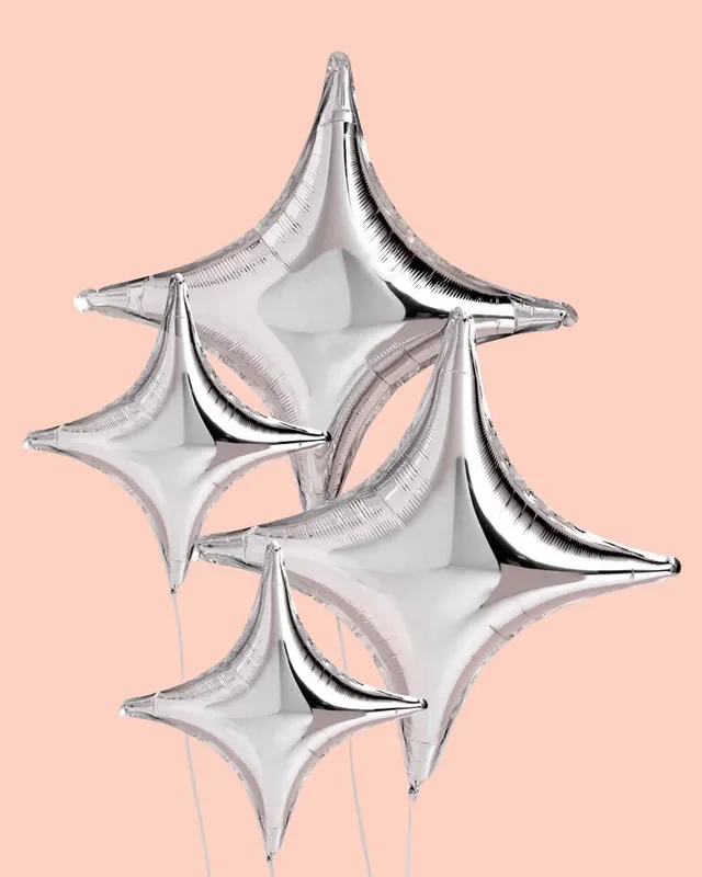 Sparkle Balloon – 6 Pc Silver Foil Set