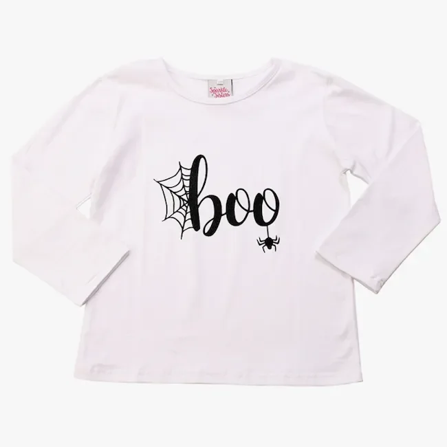Sparkle Sisters by Couture Clips Spider Boo Long Sleeve Tee Shirt