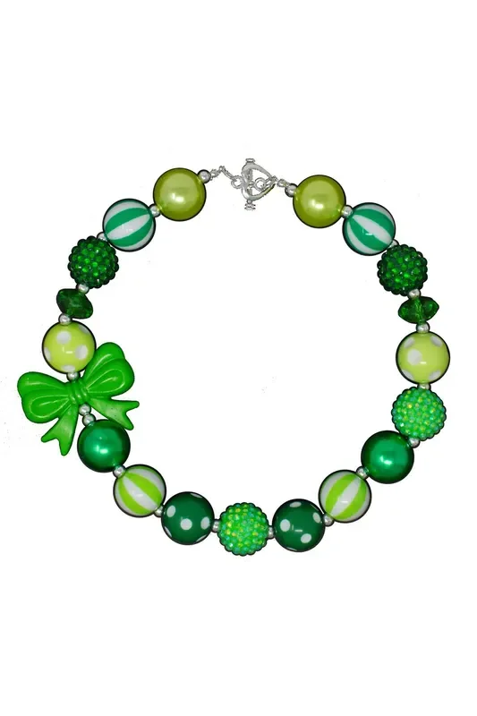 St. Patty’s Pearl Bow Bubblegum Necklace