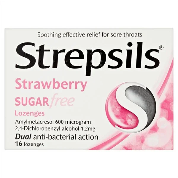 Strepsils Strawberry Sugar Free Lozenges – 16 Pack