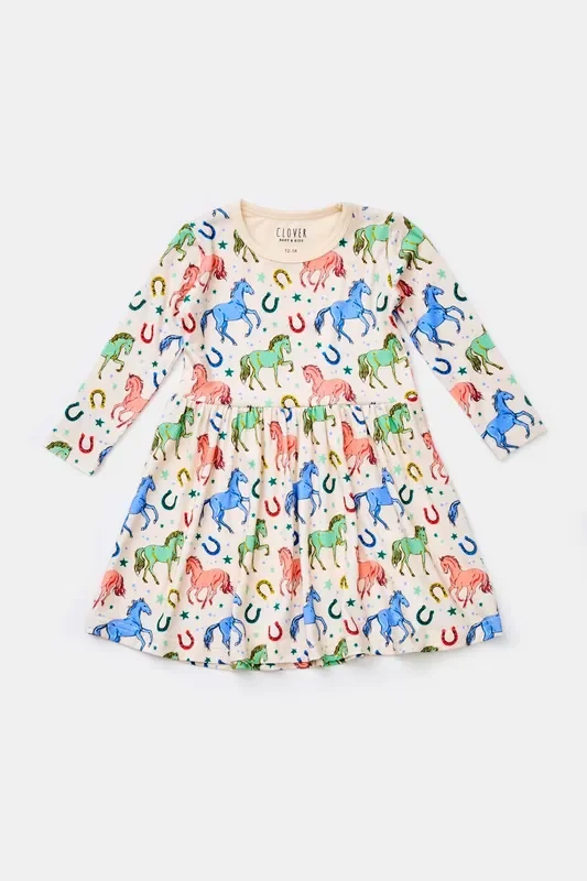 Stretchy Long Sleeve Twirl Dress – Horses