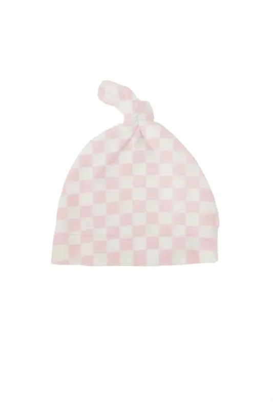 Sugar Pink Checkered Knotted Hat