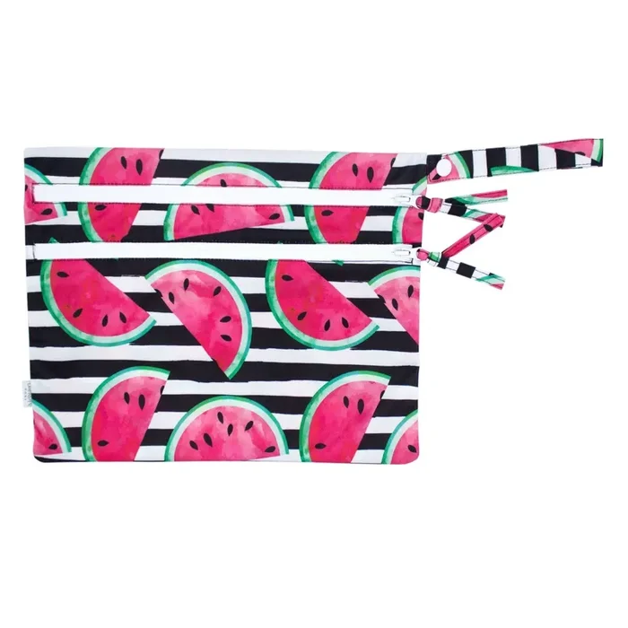 Summer Stripes – Watermelon – Waterproof Wet Bag (for Mealtime, On-the-go, And More!)