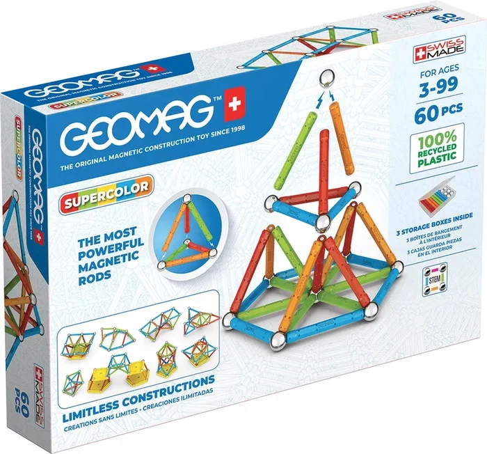 Supercolor Magnetic Toys 60 Piece Playset