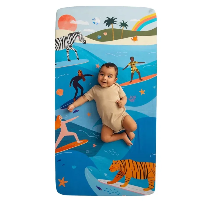 Surfing Safari Standard Size Crib Sheet