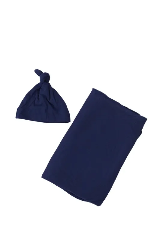Swaddle Blanket And Hat Set – Navy Blue