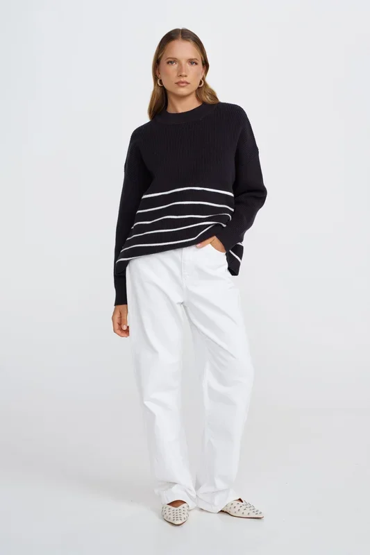 Sylvie Stripe Knit Jumper – Navy / White