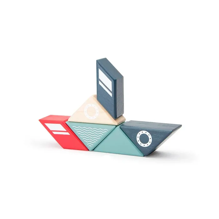Tegu Travel Pals Tugboat Magnetic Wooden Blocks