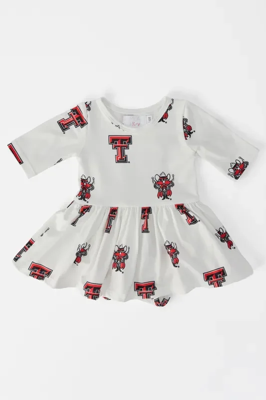 Texas Tech White Raider Red 3/4 Sleeve Twirl Bodysuit