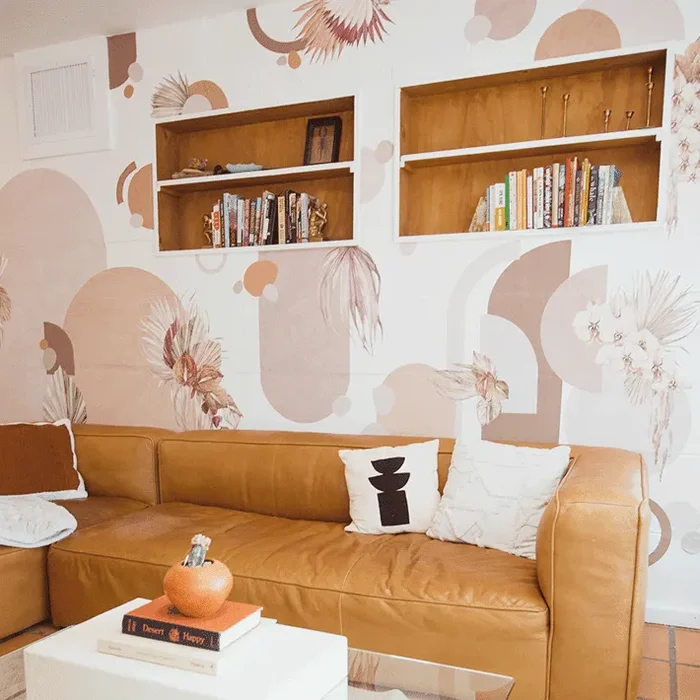 Textured Abstract Bohemian Palms Cluster Wall Decals