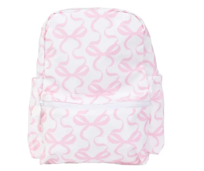 The Backpack – Bows pink on white