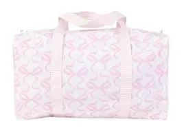 The Duffle Bag bows pink on white