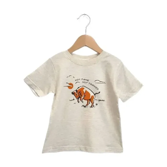 The Montana Scene- Not Tame Bison Toddler Tee – Heather Natural