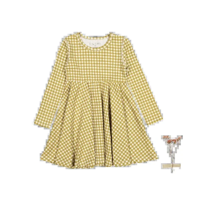 The Printed Long Sleeve Dress – Golden Gingham