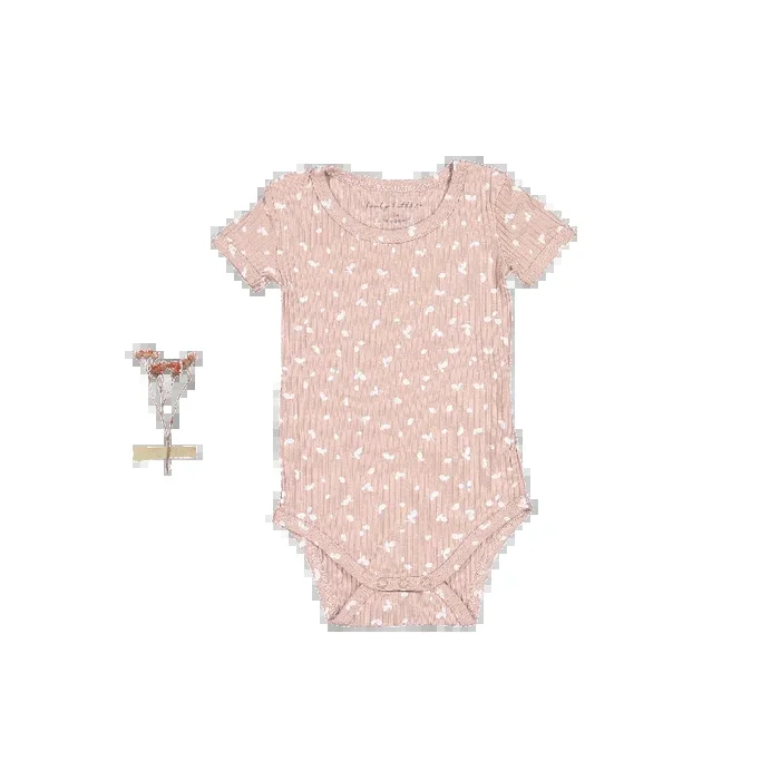 The Printed Short Sleeve Onesie – Mauve Petal