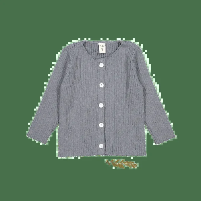 The Ribbed Cardigan – Slate