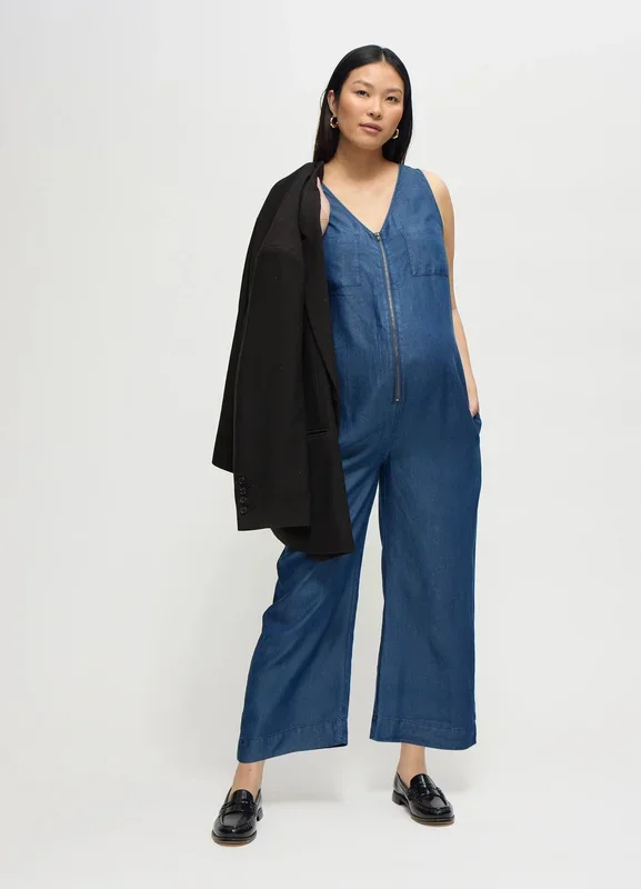 The Zip & Relax Chambray Maternity + Nursing Jumpsuit