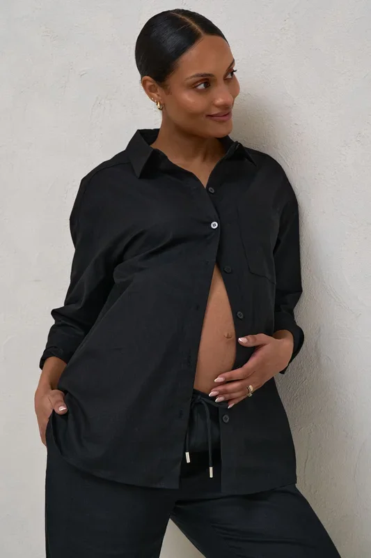 Timeless Relaxed Linen Shirt – Black
