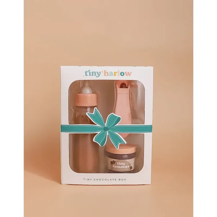 Tiny Tummies Puree and Milk Bottle set for doll – Chocolate