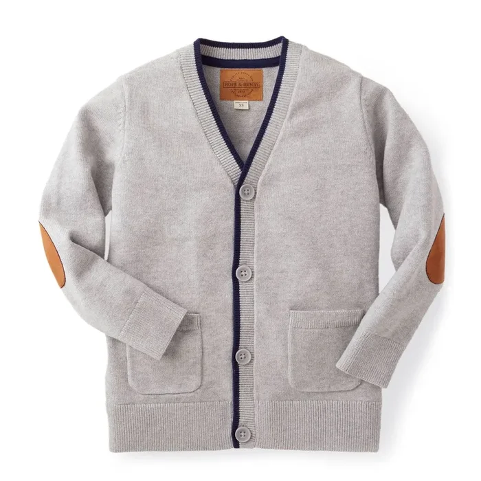 Tipped Cardigan With Elbow Patches