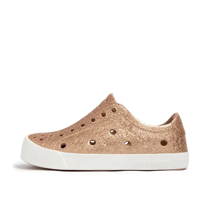 Toddler Girls Perforated Slip On Water Sneakers in Gold Glitter – Kira
