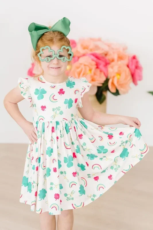 Top of the Mornin’ Flutter Sleeve Twirl Dress