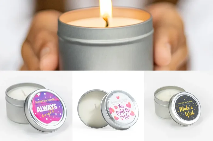 Trio Of Tin Soy Candle – Scented With Bergamot And Lavender Essential Oils
