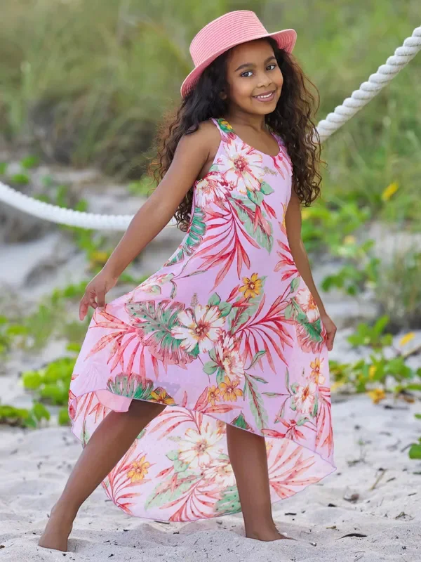 Tropical Botanicals Sleeveless Hi-Lo Dress