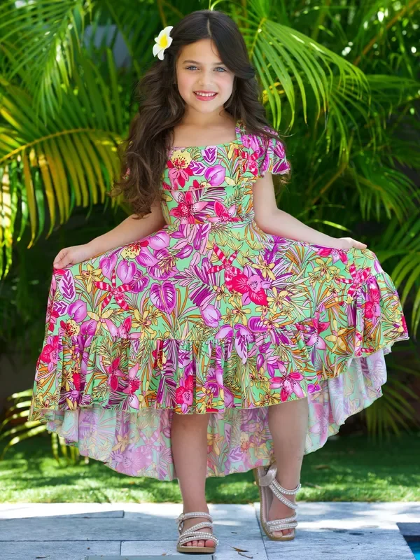 Tropical Florals Casual Hi-Lo Dress